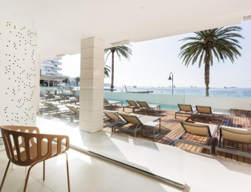 Breathtaking elegant holiday accommodations, beachfront building with roof top terrace, IBIZA – Property code: IBZSUTON